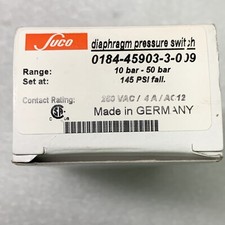 SUCO 0184-45903-3-009 PRESSURE SWITCH 10.0-50.0 BAR 145 psi fall 250vac NEW