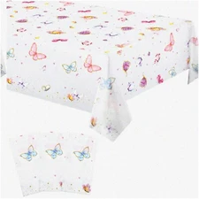 Butterfly Bliss Table Set - 3-Piece Plastic Tablecloth with Rectangle Butterfly