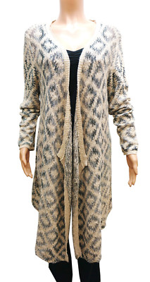 American Rag Cie Diamond Pattern Open Front Long Cardigan Sweater XL