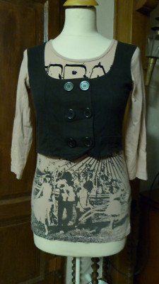 T-Shirt, Polo, Tunika, C&A Damen altrosa und schwarz Gr.36