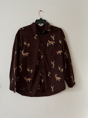 COLUMBIA RIVER LODGE MENS XL BUTTON DOWN LONG SLEEVE SHIRT DEER PRINT