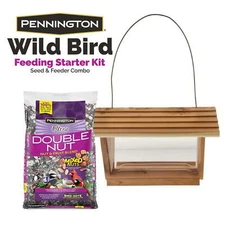 New Natures Friend 3lb Capacity Wild Bird Starter Kit w/Bird Feeder & Feed, New