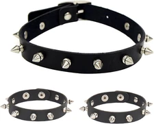 3Pcs Punk Accessories Choker Necklace and Spiky Bracelet for Women Men, Punk Jew