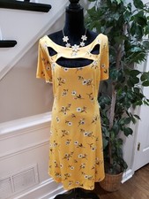 Danillo Boutique Womens Yellow Round Neck Short Sleeve Knee Length Dress Size 3X