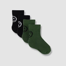 $30 Molo Kid's Boy's Green Norman 2 Pack Knit Graphic Crew Socks Size 27-30
