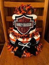 Harley Davidson diaper cake Baby shower centerpiece gift