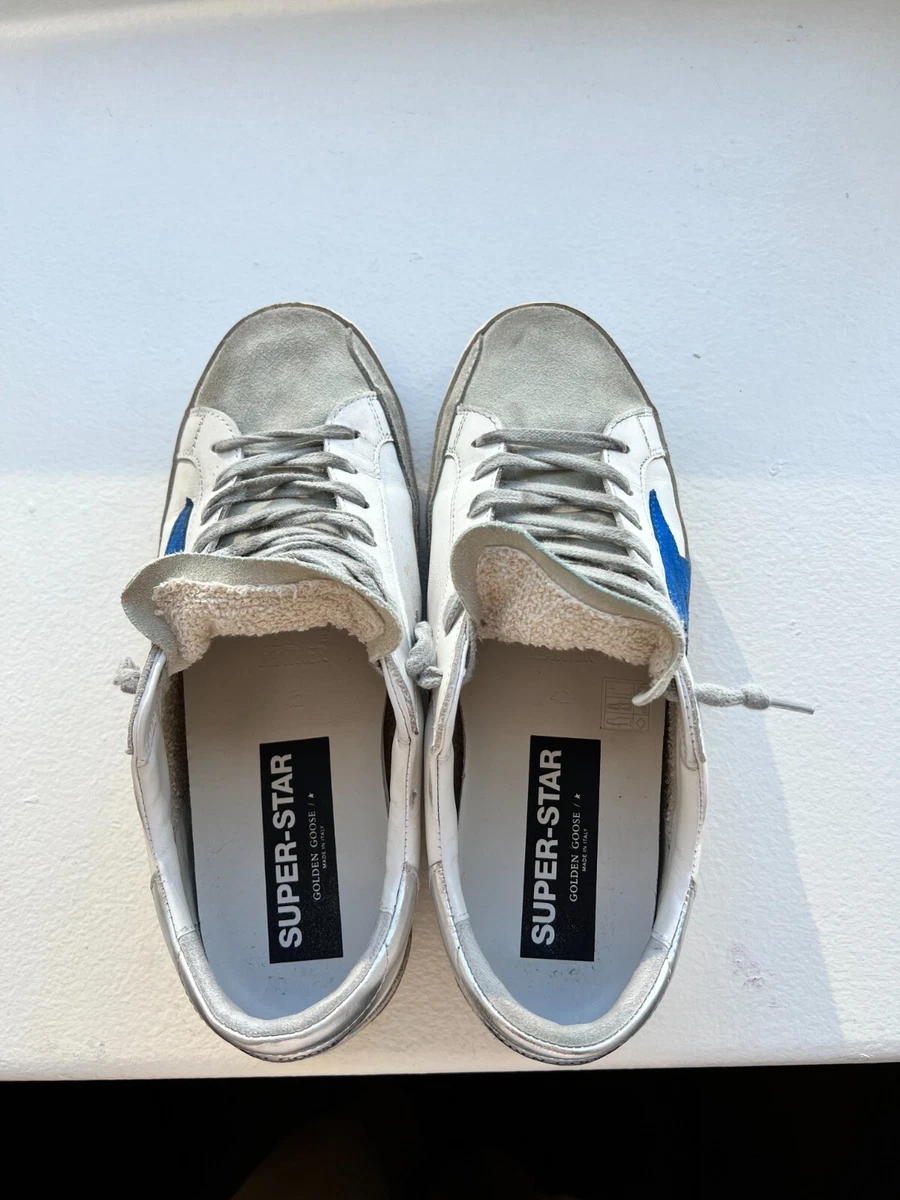 Mens Golden Goose Superstar White Electric Blue Size 42 *EXCELLENT