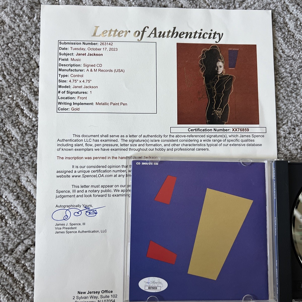 Janet Jackson Grammy Smash Control CD SIGNED JSA Authenticated