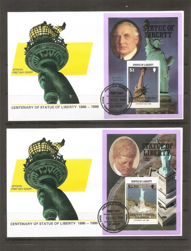 British Virgin Island SC # 559-567 Statue Of Liberty Centenary FDC. Souvenir S . - Image 2 of 4