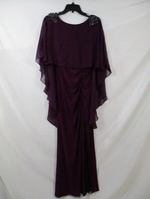 Adrianna Papell Dress Womens Small Purple Long Sleeve Maxi Sequin Solid Zip