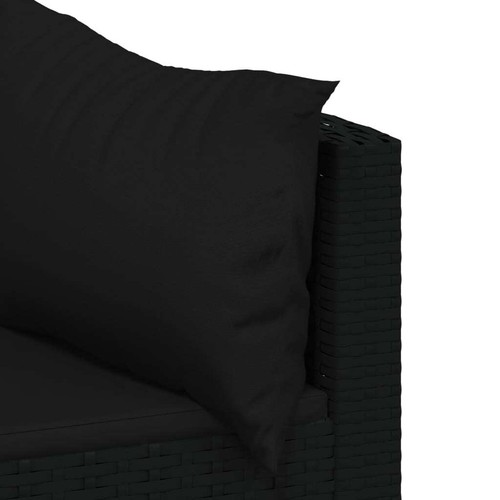 3-tlg. Garten-Lounge-Set mit Kissen Schwarz Poly Rattan - Bild 6 von 11