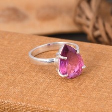 Bio Amethyst Doublet Quartz Prong Set Ring 925 Sterling Silver Engagement Ring