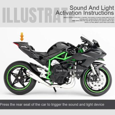 1:9 Kawasaki H2r Ninja Alloy Die Cast Motorcycle Model Toy Vehicle