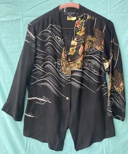 Citron Santa Monica Women’ s Brand Long Sleeved Tunic Length silk blouse size M