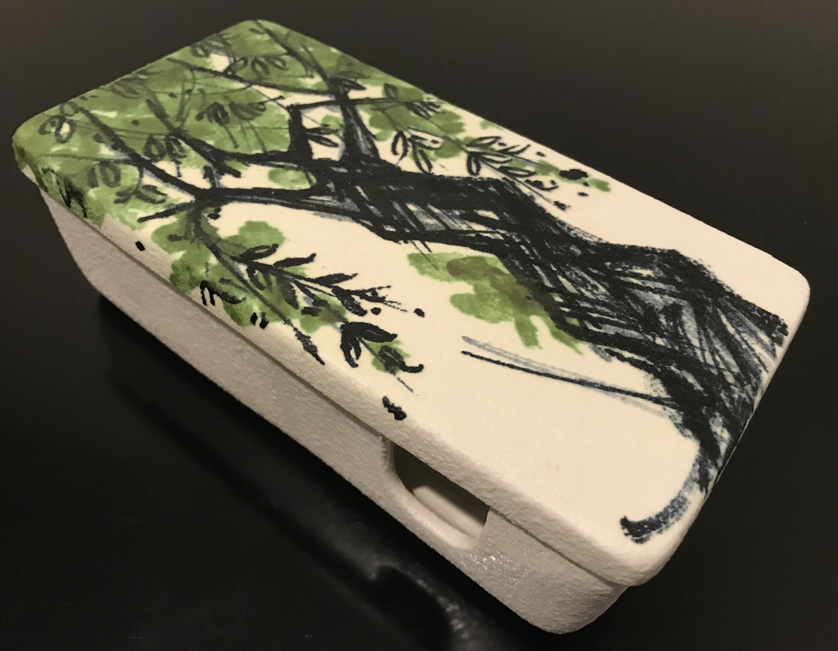 italian cigarette box Mid Century Italian Pottery Vintage Green & White Raymor Cigarette Box