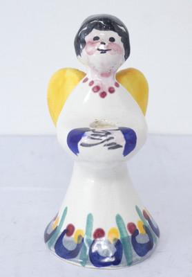 Mexikanische Volkskunst Keramik Engel Figur handbemalt glasiert Ornament konischer Sockel