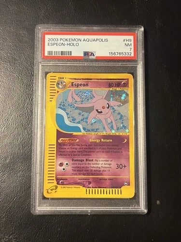 PSA 7 Pokemon Espeon Aquapolis Holo Rare #H9 PSA 7 NEW CERT
