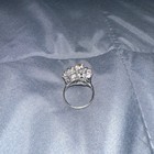Silver Tone Cocktail Cluster Ring Size 7 Orange Marquise Crystal Flower Design — photo 2