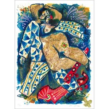TOBIASSE Théo - Lithographie originale "Colombine et Pantalone" 76x56cm - 1990