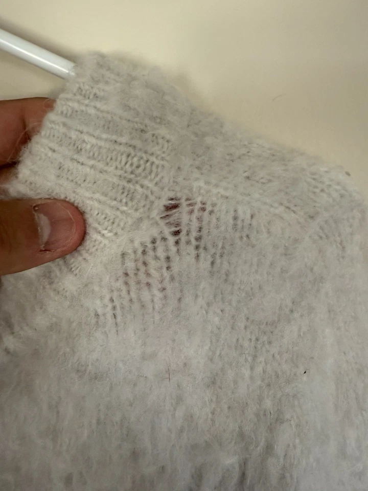 Suéter Pullover Madewell Marfil Cepillado Difuso Cuello en V Mezcla Lana-Alpaca Talla M Foto 3 de 4