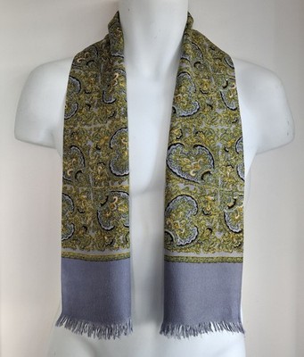 Vintage 60er Jahre Herren Schal mit Fransen Paisleymuster (563E)