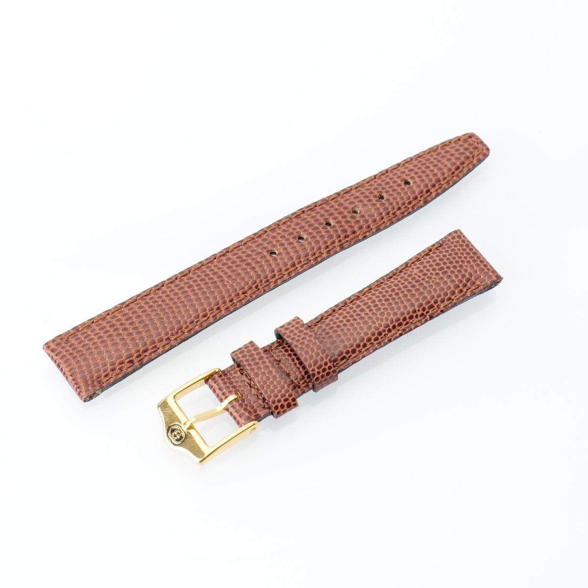 Gucci ヘビアナログ腕時計 ブラウンレザー Authentic Gucci Genuine Lizard Watch Strap 14MM Brown Signed