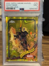 2025 TOPPS CHROME MARVEL YELLOW LAVA REFRACTOR #183 GHOST RIDER PSA 9