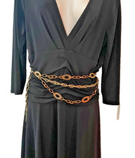 1990s Heavy  Fabulous Gold Triple Layer 3 Tier Chain Belt Adjustable to 44"