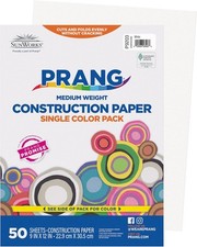 Prang Formerly SunWorks Construction Paper, White, 9" x 50-Count, White