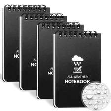 4 Pack All-Weather Memo Pocket Notebook Waterproof Notepad 3" x 5" New