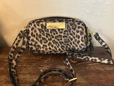 STEVE MADDEN animal Print Leopard Crossbody Bag 8x4x1.5  Rectangular Tan Black
