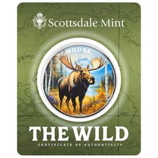 MOOSE - Colorized Silver Round - Scottsdale 1 oz .999 Fine Silver BU THE WILD