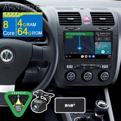 4+64GB Android 15 Autoradio Carplay DAB+ Kamera Für VW Golf V VI  Passat Touran