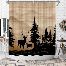 Deer Shower Curtain Rustic Hunting Deer Shower Curtain Forest Woodland Cabin Bat