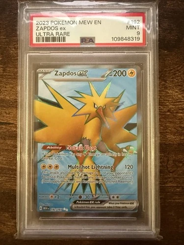 Pokemon 151 ENGLISH ZAPDOS EX ULTRA RARE FULL ART 192/165 - PSA 9 mew en 2023