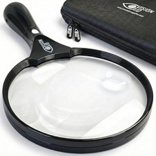 Large Illuminated Magnifier with 45X Power - Ideal for Reading  Detail Work