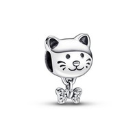 Bead - Silber - Charm - Katze & Schleife
