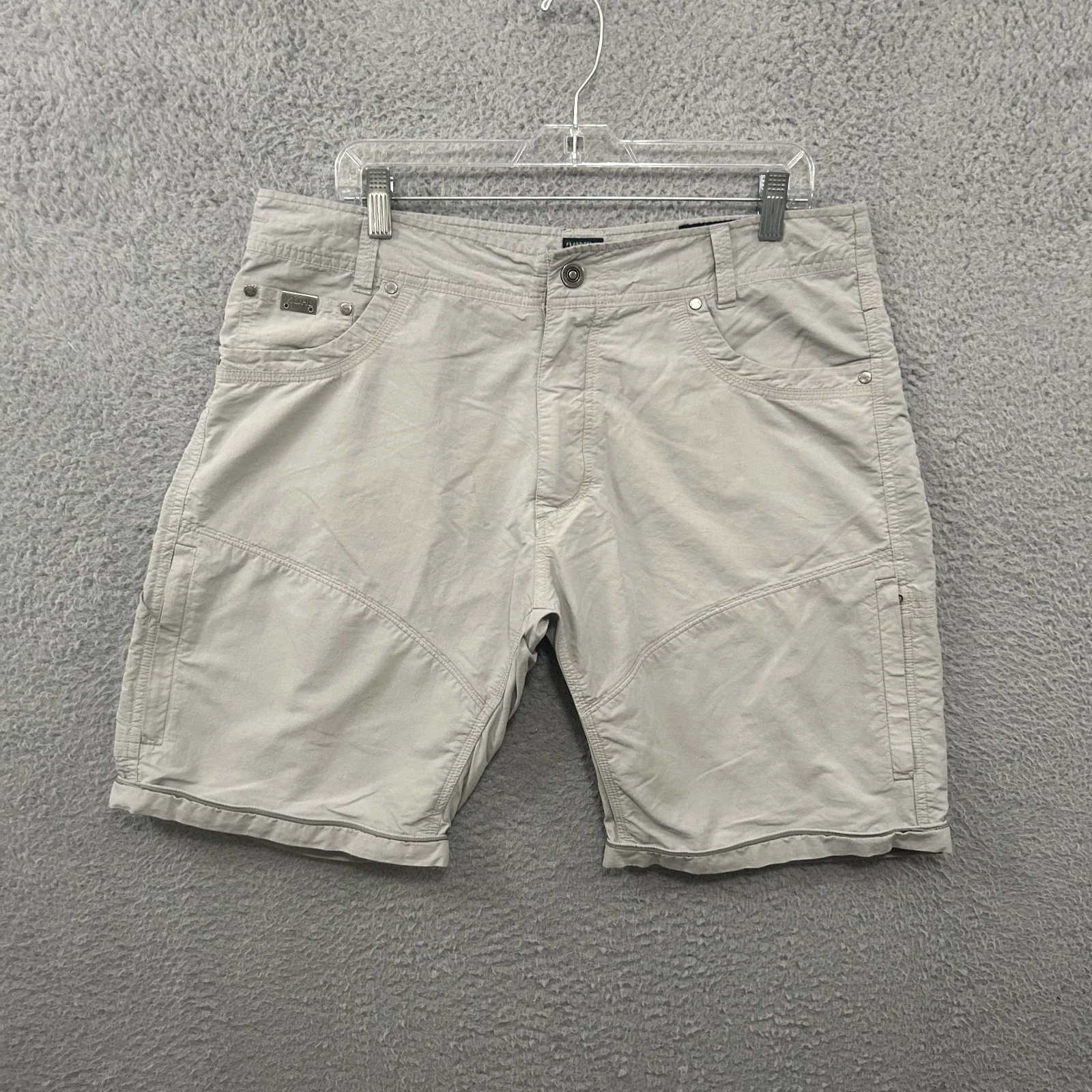 Kuhl Shorts Mens 36 Beige Nylon Cotton Hiking Outdoors Zip Offs No Pant Legs