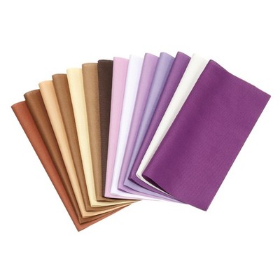 14Pcs 10''x10'' Solid Color Cotton Fabric Bundles Precut, Coffee Purple-White