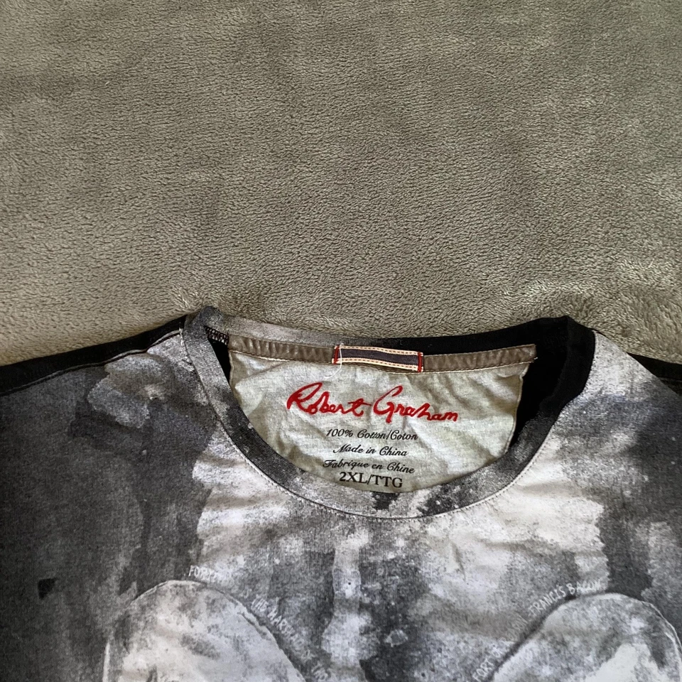 Camisa Robert Graham Para Hombres 2XL Negra Ram Calavera Gráfico Conocimiento Sabiduría Verdad Camiseta Foto 4 de 4