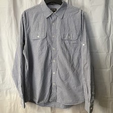 Michael-Michael Kors MK Men  s Long Sleeve Button Gingham Plaid Blue/White Sz XL