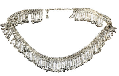 VTG Old Silver Tone Genuine Belly Dancer Chain Belt INDIA 