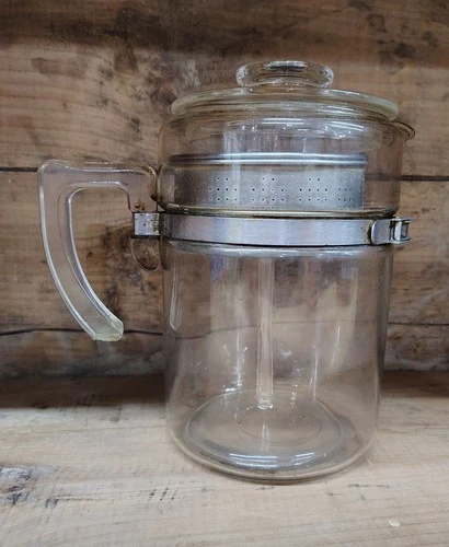 Vintage Pyrex Stove Top Coffee Percolator Complete Set 9 Cup Flameware