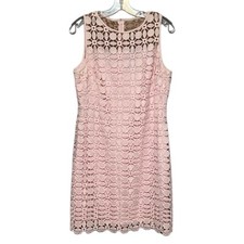 Lauren Ralph Lauren Melia Pink Geometric Guipure Lace Shift Dress Women’s 12