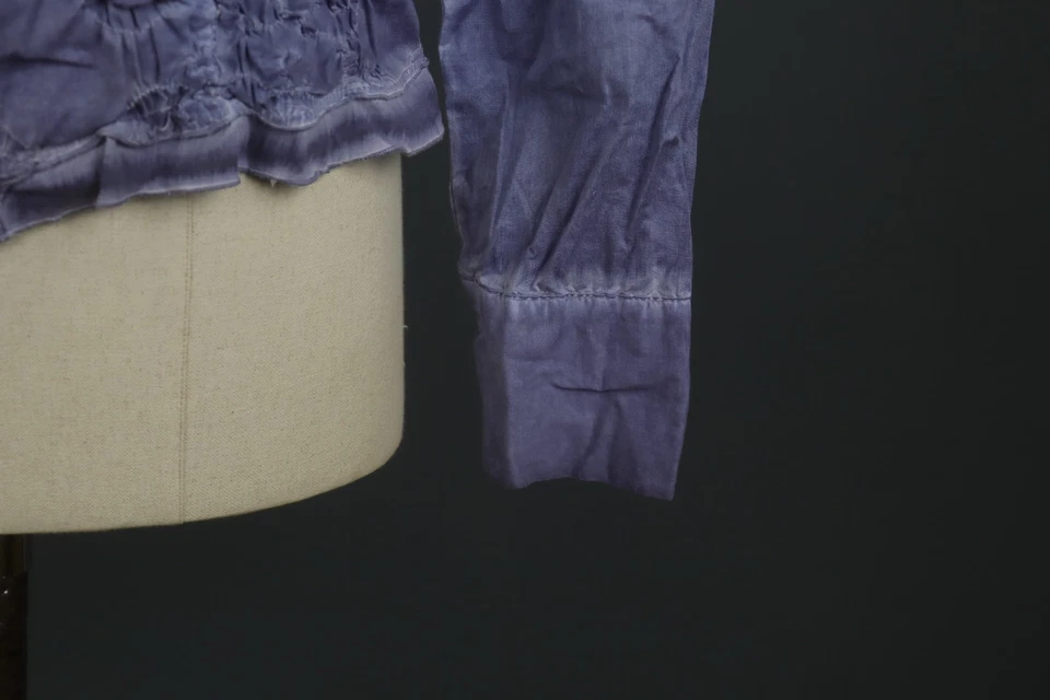 BOTTEGA синий текстурированный повседневный длинным рукавом с воротником кнопка спереди блузка верхний размер M - Изображение 4 из 4