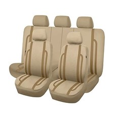 car seat Covers Set Front Rear Breathable Sport Fashion Full set Beige Brown