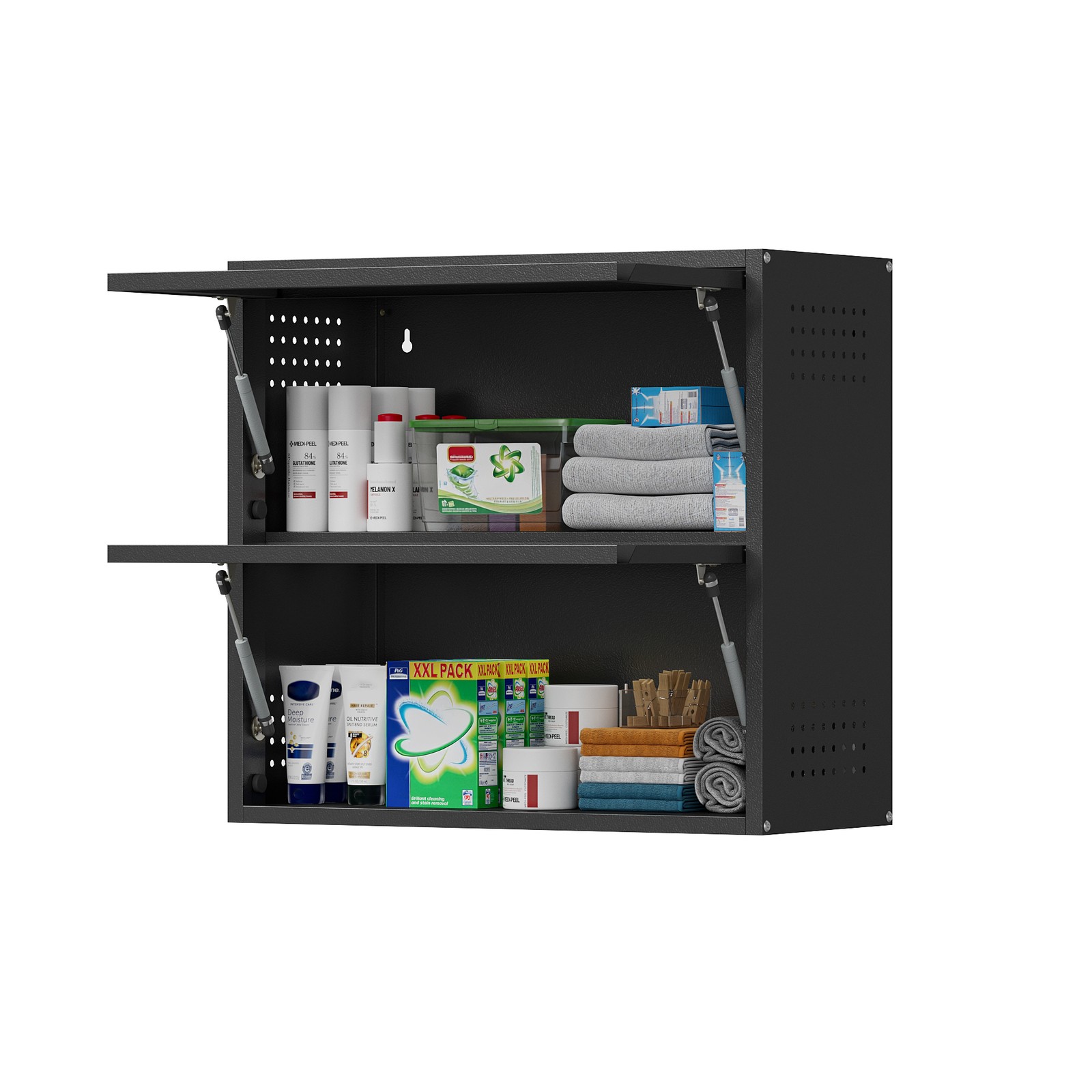 Wall Mounted Storage Cabinet 2 Doors Kitchen Wall Cabinet Metal Garage Cabinet