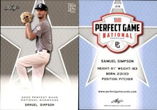 SAMUEL SIMPSON 2020 LEAF PERFECT GAME NATIONAL SHOWCASE ROOKIE CARD #278