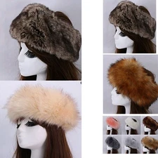 Ladies Soft Fluffy Faux Fur Russian Cossack Womens Warm Winter Hat Headbands Cap