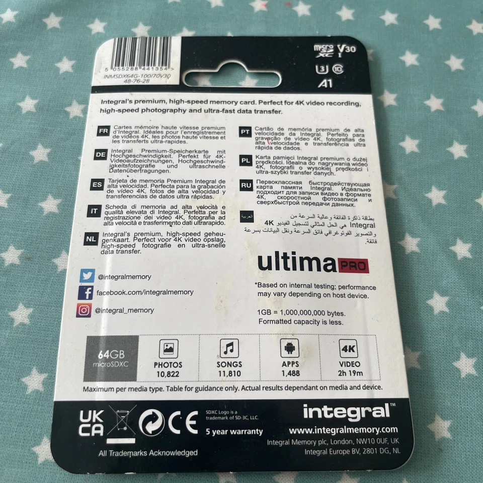 64GB INTEGRAL ULTIMA PRO UP TO R 100MB/s W 50MB/s CLASS 10 SDXC SD MEMORY CARD - Image 2 of 2